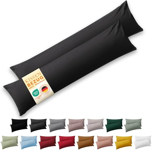 Blumtal Kissenbezug 45 x 185, 2 Stück - Oeko-TEX zert. Kissenbezüge 100% Mikrofaser in extra weich & waschmaschinenfest - Bezug Kissen 45x185 Anthrazit