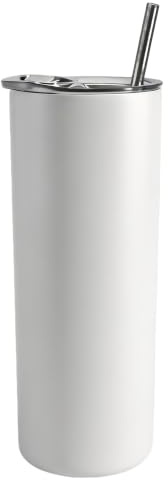 MR.R 20 oz Sublimation White Blank Tumbler Straight Tumbler Cups mit Metallstrohhalm, Edelstahl-Kaffee-Flasche für Wärmeübertragungsdruck