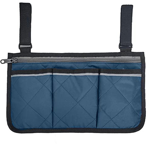Borsa per Sedia a Rotelle - Accessori per Mani Libere, Anziani e Disabili - per Carrozzine (Blu Navy)