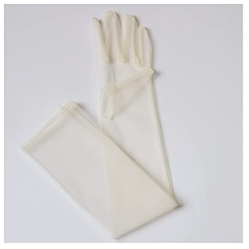 nihngvjm Sommer-Sonnenschutz-Handschuhe 70 cm durchsichtige Tüll-Handschuhe ultradünne Handschuhe Ellbogen-Lange Spitzen-Handschuhe Foto-Shooting-Zubehör brauthandschuhe (Size : Champagne)