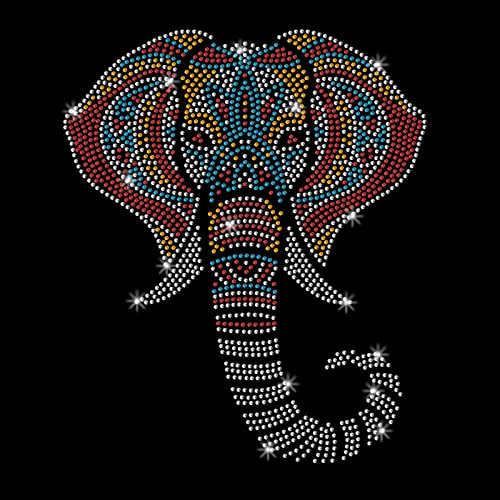 NBEADS Elefanten Strass Hotfix Zum Aufbügeln, Wärmeübertragungs Aufkleber Bling Strass Aufkleber Strass Hotfix Transfer Patch Kleidung Reparatur Applikation für T-Shirt Hut Hosen Tasche, 21x29.7 cm