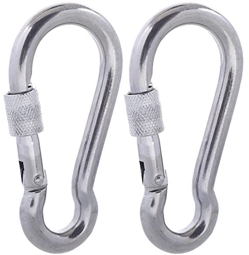 SEPWIK Stainless Steel Carabiner Clips - Heavy Duty Multi-Purpose Spring Snap Hooks for Dog Leash, Outdoor Camping, Swing, Hammock