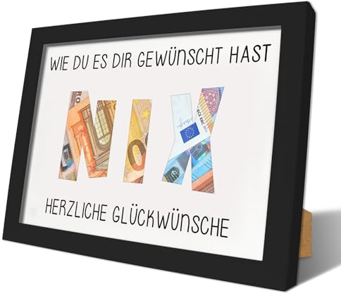 Luckeey Geldgeschenk für alle die Nichts Wollen, Bilderrahmen Nix Geldgeschenk, Geldgeschenke Verpackung, Lustige Geldgeschenk Geburtstag, Geschenke für Männer Geburtstag