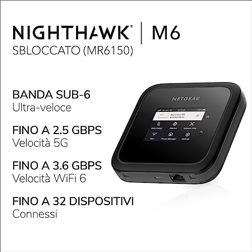 NETGEAR MR5200 Nighthawk Routeur Mobile 5G SIM WiFi 6 sécurisé puissant 1.8 Gbit/s, Connecte jusqu’à 32 appareils, Compatible toutes SIM tous opérateurs, Batterie longue durée