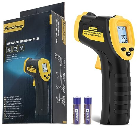 Sanliang Infrared Thermometer Laser Temperature Gun -58℉ to 1112℉ with Adjustable Emissivity & Max and Min Measure Laser Digital IR Thermometer Gun Temp IR Surface Tool Heat Temp Gun for Cooking.