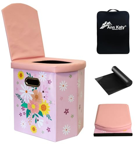 Ann Katy Upgrade XL Portable Toilet for Adults, Extra Large Camping Toilets | Lightweight&Compact Potty with Lid for Adults and Kids,Portable Camping Toilets for Hiking,Beach,Boat,RV and Truck