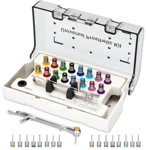 Mokemok Set di chiavi dinamometriche per impianti dentali, chiave dinamometrica universale, cacciavite, kit protesico, driver a cricchetto, strumenti di riparazione per impianti odontoiatrici,