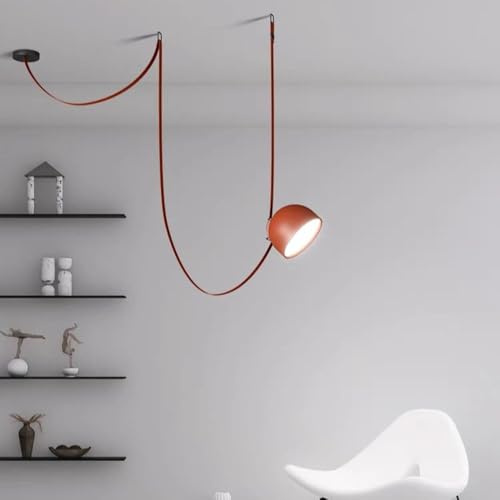 MOLOURK DIY Loft Nordico Lampadario, Dimmerabile Moderna LED lampada a Sospensione in Pelle per Cucina, Regolabile in Altezza, Soggiorno di design Creativo per il Salotto del Bar (Brown,1FLAMME)