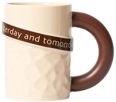 Jarsense Ceramic Mug 400ml Mug with Handle Large Capacity Mug for Oatmeal Milk Coffee Tea (Brown)