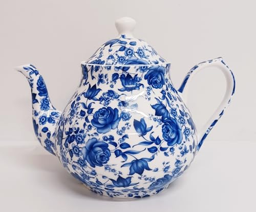 Delft Théière en porcelaine anglaise Bleu 900 ml Motif floral