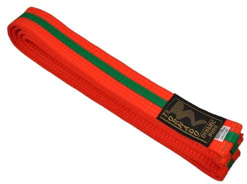 TEKKA BUDO Kampfsport Gürtel mit Mittelstreifen 2-farbig - Budogürtel, Karate, Judo, Taekwondo, Ju-Jutsu - Länge 240 bis 330 cm