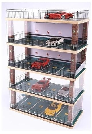Car Garage Acrylic Showcase Garage 1:32 Car Garage Model Solid Wood Simulation Car Parking Space Model Collection Storage Decoration Parking Lot Underground Parking Scene Collection Scene(Styles5)