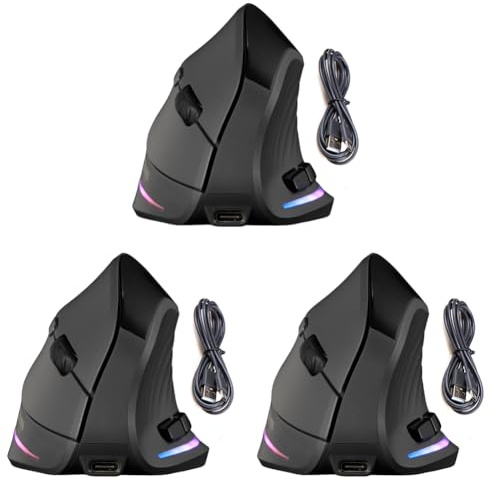 LYEAA Souris verticale sans fil ergonomique rechargeable Tri-Mode BT + 2,4 GHz + souris optique filaire