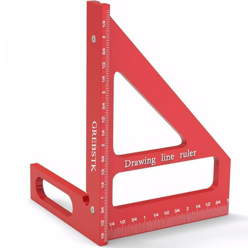 Imperial 3D Multi-Angle Measuring Ruler,45/90 Degree Aluminum Alloy Woodworking Square Protractor, Miter Triangle Ruler High Precision Layout Measuring Tool