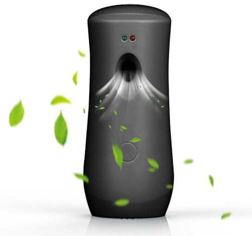 Duftspender Automatischer,Automatisch Einstellbar Lufterfrischer Aerosol Spender,Wandmontiert/Freistehend Sprühlufterfrischer für Badezimmer,Büro,Toilette,Hotel,Restaurant (Schwarz, Apfel)