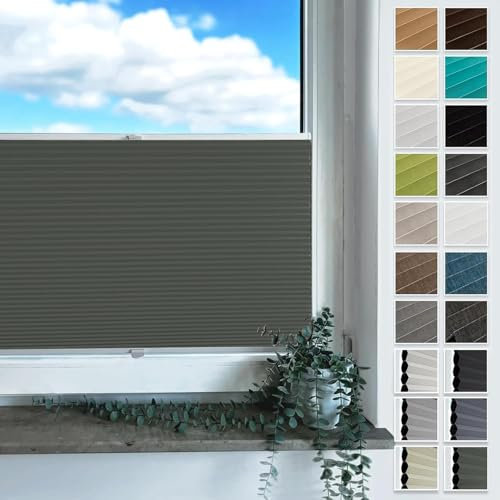 Rollmayer Plissee zum Anschrauben, Plisseerollo Faltrollo Sichtschutz und Sonnenschutz für Fenster und Tür (Waben Dunkelgrün,B145cm x H150cm)