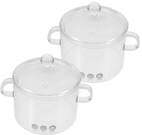 SECFOU 2stücke Kochtopf Transparent Mit Deckel Zum Kochen Für Suppe Praktischer Schmortopf Für Küche Vielseitig Verwendbar