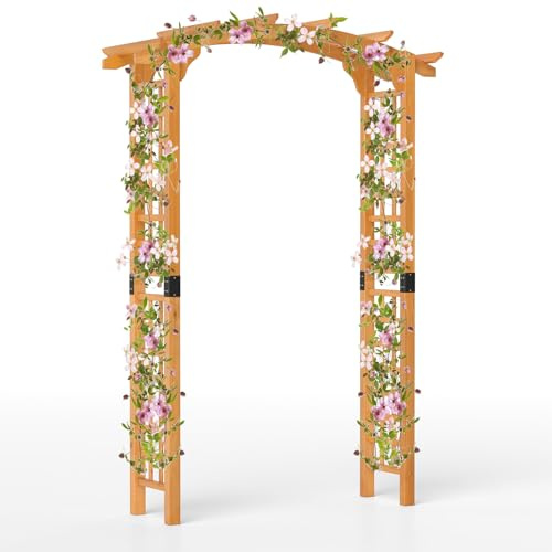 COSTWAY Pérgola de Patio, Arco de Madera de Jardín, Enrejado de Exterior para Plantas Trepadoras, Arco de Boda para Ceremonias Fiestas, Soporte de Madera para Telón de Fondo (160 x 60 x 229 cm)