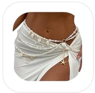 Summer Beach Shell Conch Pendant Waist Chain Belt Festival Rave Pearl Waist Body Chain Multi-layered Pearl Belly Chain Jewelry Outfit Dress Body Jewelry for Women