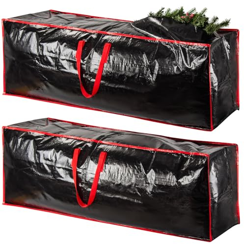 2er-Pack Weihnachtsbaum-Aufbewahrungstaschen, wasserdichter Stoff mit verstärkten Griffen und sicheren Reißverschlüssen, Weihnachtsbaumtasche passt bis zu 2,3 m hohen künstlichen Baum und saisonale