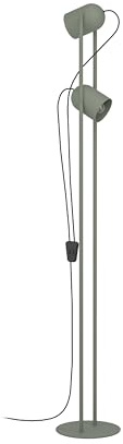 EGLO Tilston Golvlampa, vardagsrumslampa med 2 svängbara spotlights, läslampa av grönt stål, E14-sockel, 142,5 cm