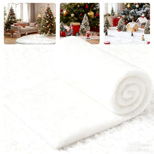 Zevmi Kunstschnee Watte Dekoschnee Weihnachten: 90 x 240 cm Weihnachts Schneedecke Rolle für unter dem Weihnachtsbaum Weihnachtsdekoration für Urlaubsdekoration und Winter-Displays 1 Stück
