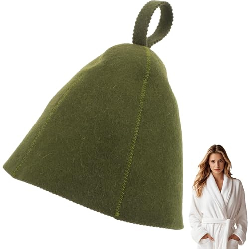 Peosaard Sauna Cap, Sauna Hat, Natural Wool Cap for Men and Women, Eco-Friendly Insulating Headgear for Spa, Steam Room, Bathhouse, Comfortable, Breathable, Hat for Men