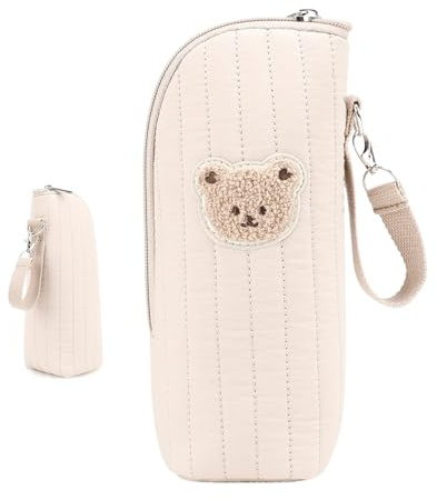 Isolierte Flaschentasche | Babyflaschenhalter mit Bärenmuster | tragbare Isoliertasche zum Stillen | Aufbewahrung von Muttermilch | Ideal für Reisen im Kindergarten, Outdoor, kaki, Siehe die