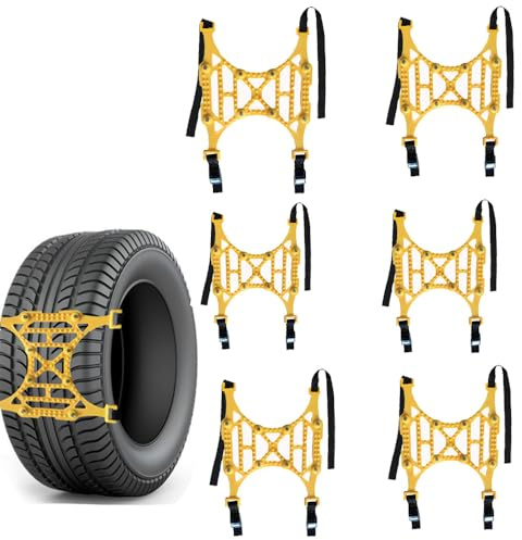 6 pièces de chaînes antidérapantes pour pneus de voiture, SUV, véhicules tout-terrain, chaînes neige universelles pour l'hiver, en caoutchouc, antidérapantes pour largeur de pneu : 165-285 mm
