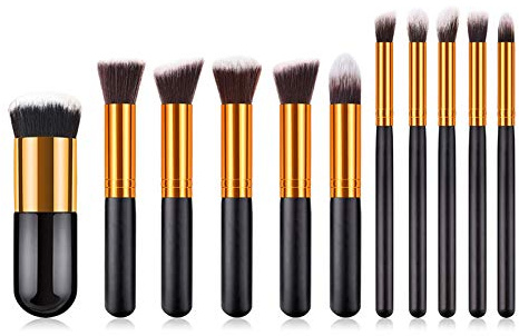 Lot de 11 pinceaux de maquillage professionnels pour fond de teint, poudre, fard à joues, fard à paupières, outil de maquillage avec poils en nylon super fins pour professionnels et utilisateurs de
