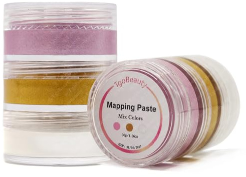 Pâte à Sourcils Métalliques 30g, 3 Couleurs (Blanc/Rose/Doré), Outil de Contour et Micropigmentation Professionnel pour Sourcils (Blanc + Rose + Doré avec Brosse)