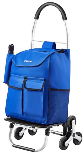 VEVOR Stair Climber Cart, 36L Capacity, Grocery Cart Laundry Stair Climbing Handcart with 6 Wheels & Oxford Cloth Bag, Foldable Stair Climber Hand Truck for Grocery Laundry Climbing