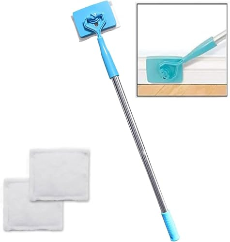 Cleaning Mop,Skirting Board Buddy, with Handle with 2 Reusable Cleaning Pads, 360° Rotation,Dustproof Dust Removal Baseboard Buddy Cleaner,for Bathroom Tub and Tile, Wall, Floor, Baseboard