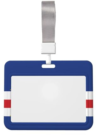 Flag of Cape Verde Id Badge Holder with Lanyard-Horizontal Card Protector, Clear Abs Hard Shell for Work Office Events
