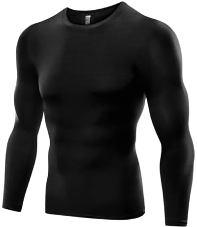 The Pure Blue Men's Black Long-Sleeved Compression Top - [Medium] Tight Fit Body Shaper and Base Layer Gym Clothes for Men. Moisture-Wicking, Anti-Odour Fabric for Ultimate Performance and Comfort.