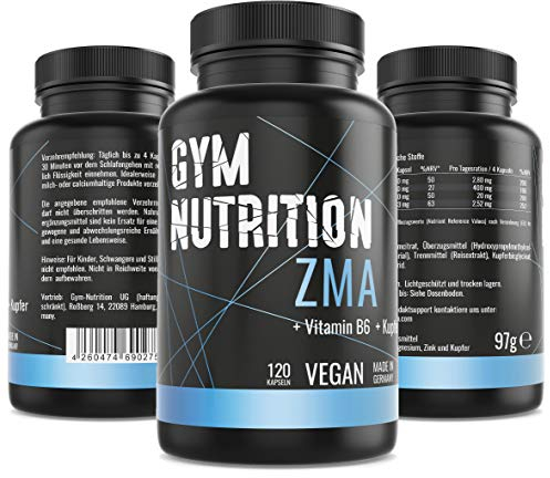 ZMA Hochdosiert - Zink + Magnesium + Vitamin B6 Kupfer - Hochwertiger Komplex im Premium Qualität - Vegan - Made in Germany - Besonders für Sportler geeignet - 120 vegane Kapseln