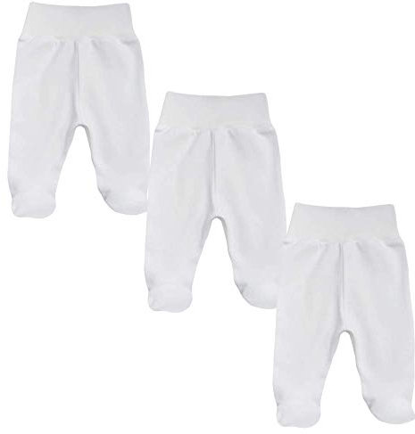 MEA BABY Unisex Baby Hose mit Fuß aus 100% Bio-Baumwolle im 3er Pack. Baby Strampelhose mit Fuß. Babyhose mit Fuß Jungen Baby Hose mit Fuß Mädchen. (56)