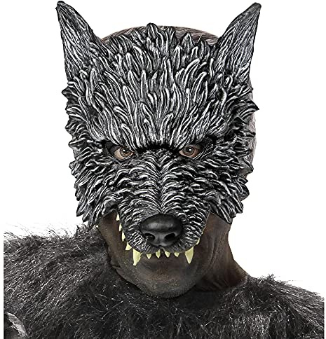 Widmann 01162 - Kinnlose Wolfmaske, aus Schaumlatex, Kostümzubehör, Accessoire, Halloween, Karneval, Mottoparty