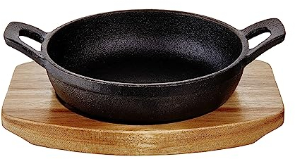 BUTLERS HOT IRON Mini-Servierpfanne mit Holzuntersetzer L 17 x B 12cm