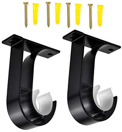 2pcs Deckenhalterung Vorhangstangenhalter Schwarz Stangenauflagen für Kleiderstange Halterung Deckenhalterung Gardinenstange für Garderobenhalterung Duschvorhangstange Zubehör für Deckenbefestigung