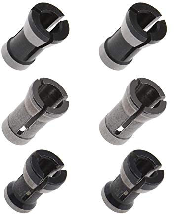 EMSea 6 x Fräsbohrfutter aus Hochgeschwindigkeitsstahl für Holzbearbeitung, Frässchneider, Verlängerung, Spannzangenhülse, Adapter 6 mm, 6,35 mm, 8 mm