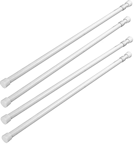 1/3 Round Spring Tension Rod 20.8-37.4 inch (4pc) - White