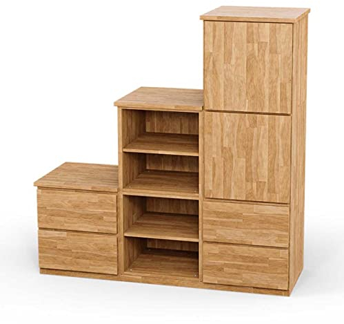 ben+camilla.com Square Massivholz Stufenregal Rechts-Anschlag | Regalwürfel-Set Astoria | 114,8 x 117,6 x 40 cm in Buche | mit Türen und Schubladen