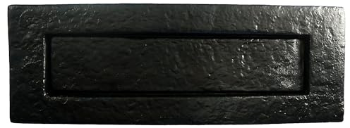 UAP Black Iron Plain Letterplate Traditional Cast Iron Door Letter Box with 180 Degree Opening