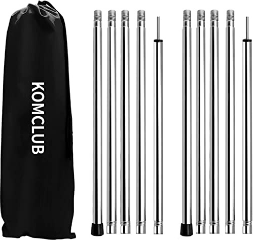 KOMCLUB 78 Stainless Steel 2PC Collapsible Adjustable Camping Tarp Poles | Collapsible Lightweight Stainless Steel 2PC Set, Perfect for Backpacking Hiking Sun Shelter