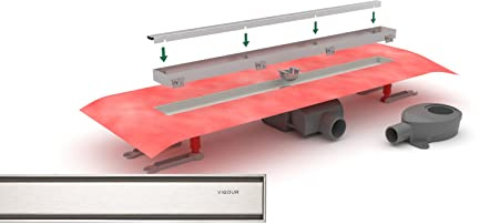 VIGOUR-SET Duschrinne + Designrost individual 3.0 - Variante Edelstahl 900 mm