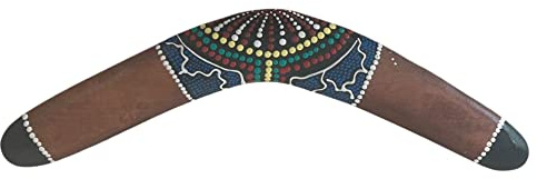 Thorness Decorative Wooden Boomerang | Colourful Aboriginal Style Dot Painted | 40 cm length | Decorative |suitable for garden or Park | classic V-shaped design makes the boomerang easy to handle