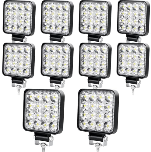 AUTOXBERT LED Arbeitsscheinwerfer 10 X 48W Quadrat LED Offroad Zusatzscheinwerfer Scheinwerfer Rückfahrscheinwerfer Lampe 12V 24V für Traktor Bagger 4X4 4WD SUV ATV UTV Truck