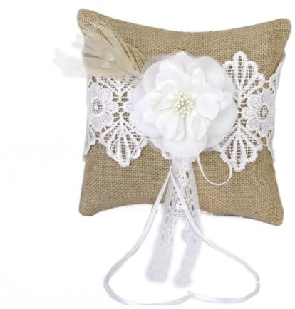 PRETYZOOM Jute Ringkissen Mit Satinband Und Blumendekoration Für Hochzeiten Perfektes Accessoire Für Ringträger Trauung