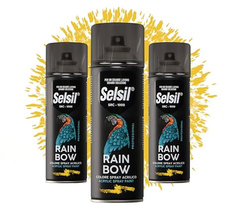DETERMONDO 3 Bombolette di Vernice Spray Acrilica 400ml Bombolette Spray Colorate Multiuso per Interni ed Esterni (Ral 1023 Giallo Traffico)